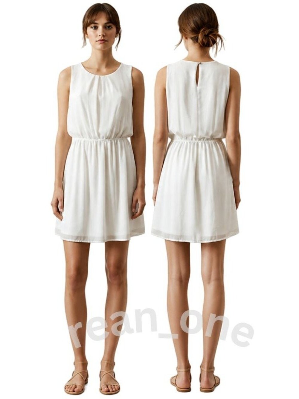 Forever 21‎ Women's Sleeveless Blouson A-Line White Mini Dress Size Small